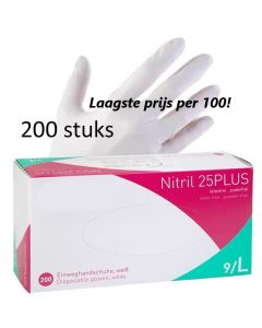 BG Nitrile Plus 200 stuks - Wit Poedervrij - Large